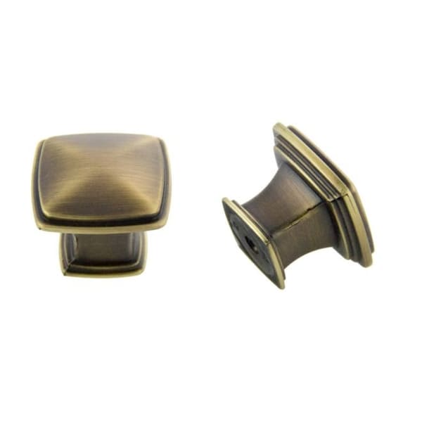 Crown 1-1/4" Square Cabinet Knob Antique Satin Brass Finish CHK81091ABSB - main